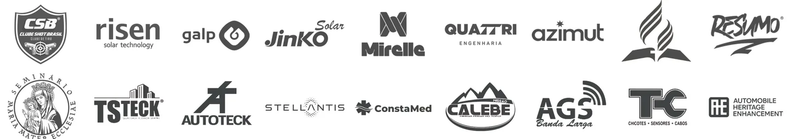 Clientes da Raiones: CSB, Risen Solar, Galp, Jinko Solar, Mirelle, Quattri, Azimut, Adventistas, Resumo, Seminário, TSTeck, Autoteck, Stellantis, ConstaMed, Calebe, AGS, TC, AHE